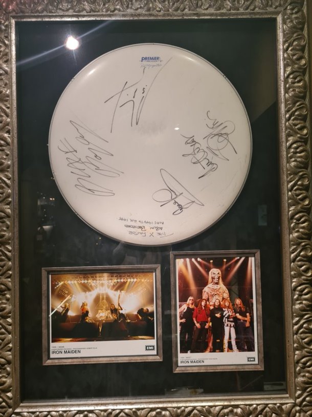Iron Maiden memorabilia in Prague Hard Rock Cafe