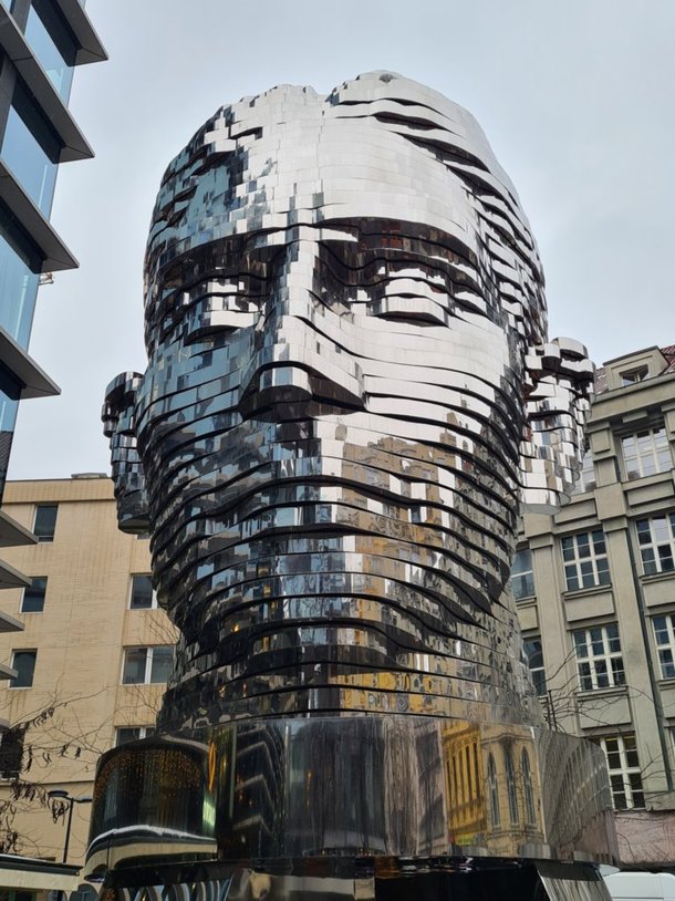 The Franz Kafka rotating head in Prague