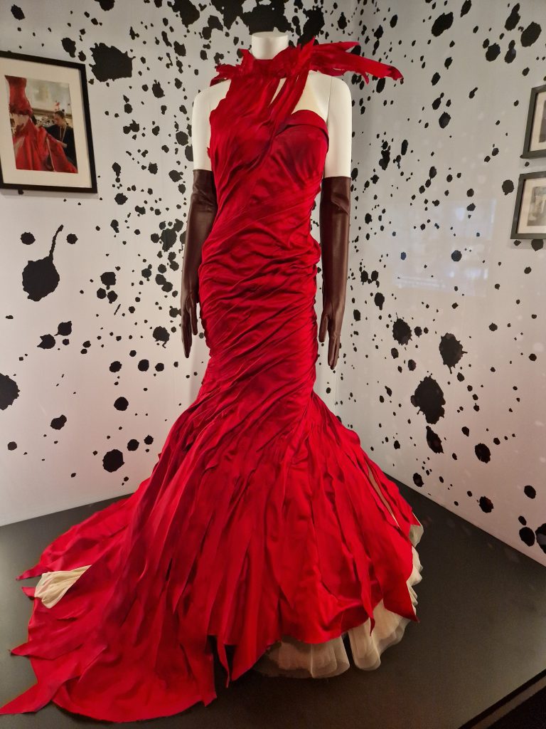 Cruella DeVil's dress at the Disney 100 exhibition in London. 